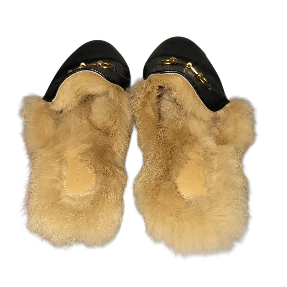 GUCCI Princetown Fur-Lined Open Back Genuine Leather Slipper Size 8US/39EU $1095 - Picture 6 of 10